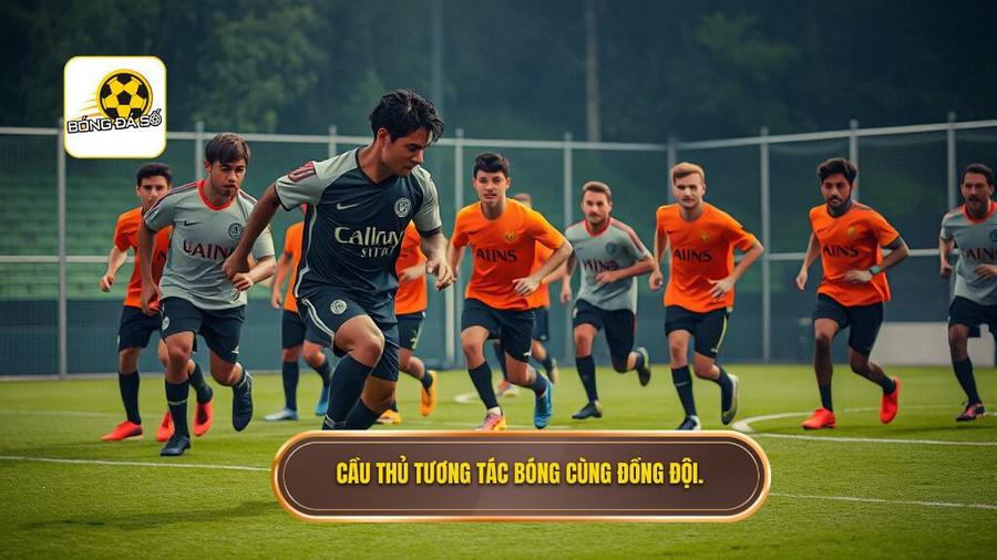 Cầu thủ tương tác bóng cùng đồng đội.